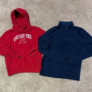 Vineyard Vines Red Hoodie and Blue Quarter-Zip Pullover